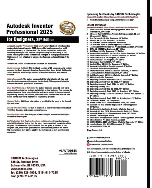 Produktbild: Autodesk Inventor Professional 2025 for Designers, 25th Edition