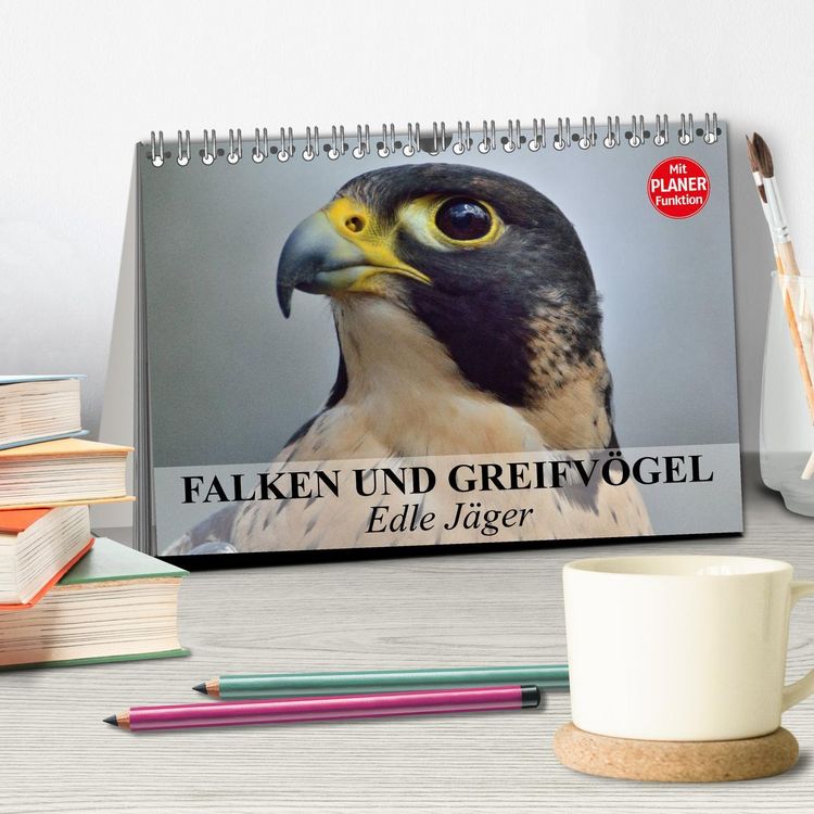Produktbild: Falken und Greifv&ouml;gel - Edle J&auml;ger (Tischkalender 2026 DIN A5 quer), CALVENDO Monatskalender