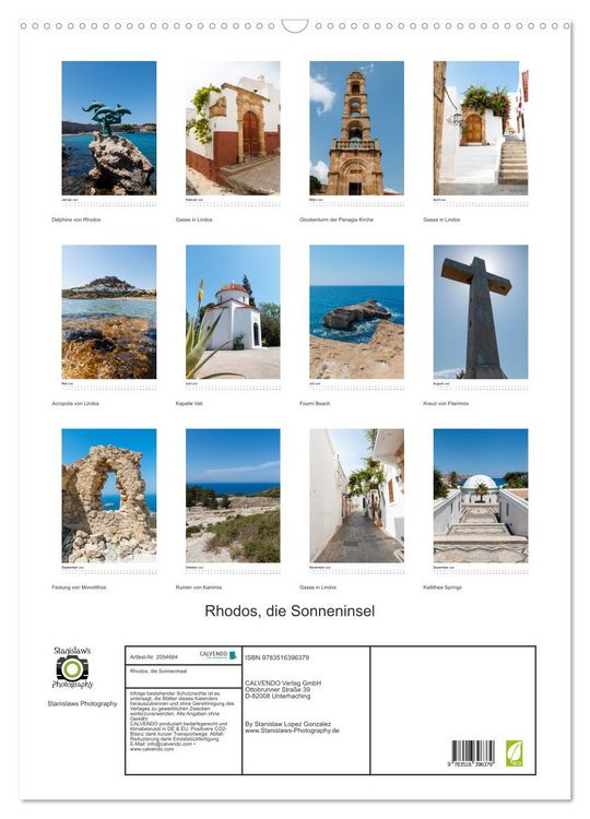 Produktbild: Rhodos, die Sonneninsel (Wandkalender 2026 DIN A2 hoch), CALVENDO Monatskalender