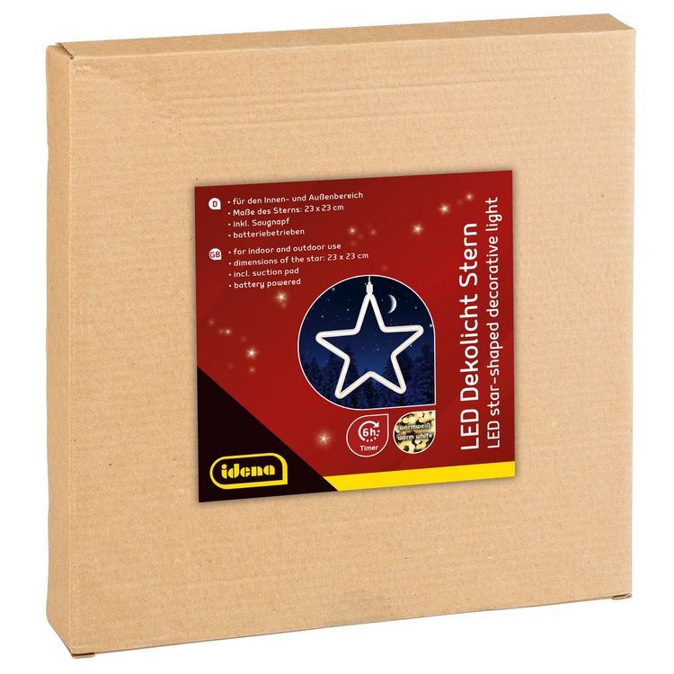 Produktbild: Idena Dekolicht Stern LED warmwei&szlig; 6h Timer 23x23cm