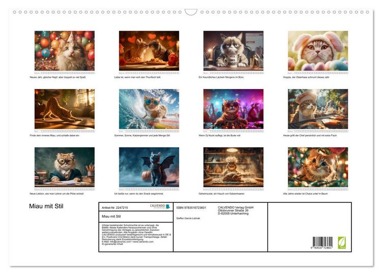 Produktbild: Miau mit Stil (Wandkalender 2026 DIN A2 quer), CALVENDO Monatskalender