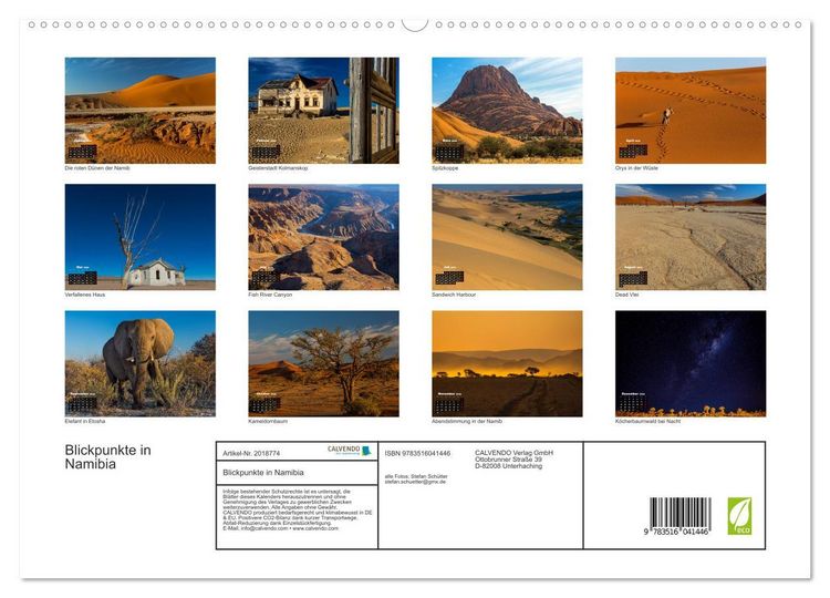 Produktbild: Blickpunkte in Namibia (hochwertiger Premium Wandkalender 2026 DIN A2 quer), Kunstdruck in Hochglanz