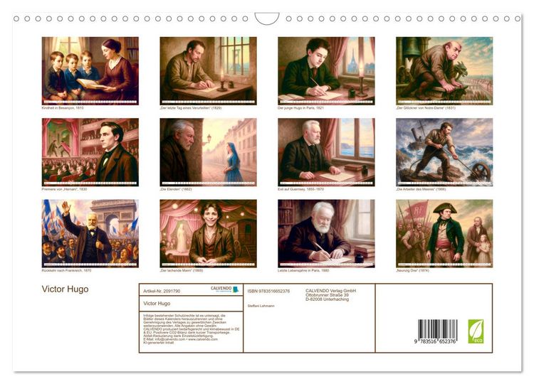 Produktbild: Victor Hugo (Wandkalender 2026 DIN A3 quer), CALVENDO Monatskalender