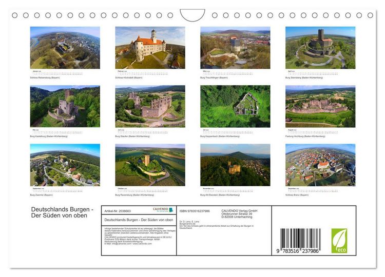 Produktbild: Deutschlands Burgen - Der S&uuml;den von oben (Wandkalender 2026 DIN A4 quer), CALVENDO Monatskalender