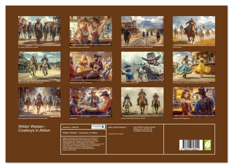 Produktbild: Wilder Westen - Cowboys in Aktion (hochwertiger Premium Wandkalender 2026 DIN A2 quer), Kunstdruck in Hochglanz
