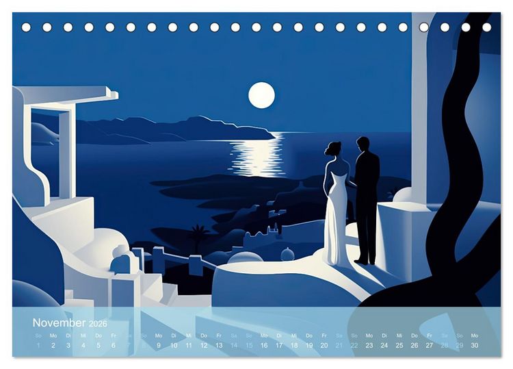 Produktbild: Santorini, Griechenland -Romatische Abendstimmung- (Tischkalender 2026 DIN A5 quer), CALVENDO Monatskalender