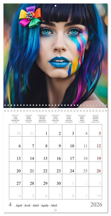 Produktbild: Facial colours - Artistic AI portraits (Wall Calendar 2026 12 &times; 12 Inch) CALVENDO 12 Month Wall Calendar