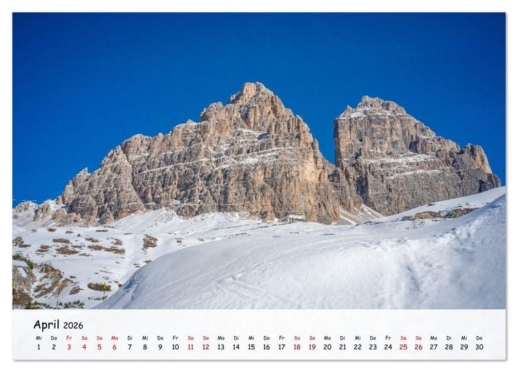 Produktbild: Drei Zinnen-Wanderung: Vom Misurinasee bis nach oben zum Rienzplateau (Tischkalender 2026 DIN A5 quer), CALVENDO Monatskalender
