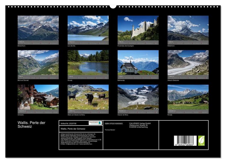 Produktbild: Wallis. Perle der Schweiz (hochwertiger Premium Wandkalender 2026 DIN A2 quer), Kunstdruck in Hochglanz