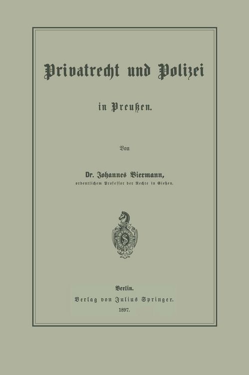 Produktbild: Privatrecht und Polizei in Preu&szlig;en