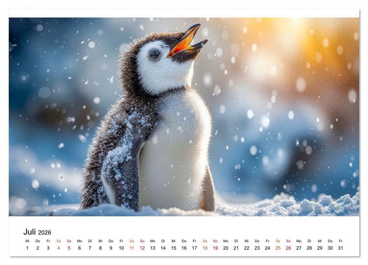Produktbild: Pinguine - ein Jahr voller Meer (hochwertiger Premium Wandkalender 2026 DIN A2 quer), Kunstdruck in Hochglanz
