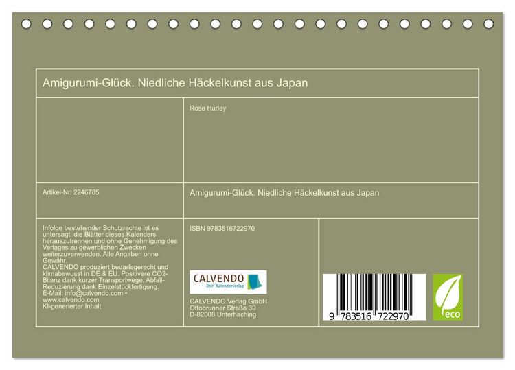 Produktbild: Amigurumi-Gl&uuml;ck. Niedliche H&auml;ckelkunst aus Japan (Tischkalender 2026 DIN A5 quer), CALVENDO Monatskalender