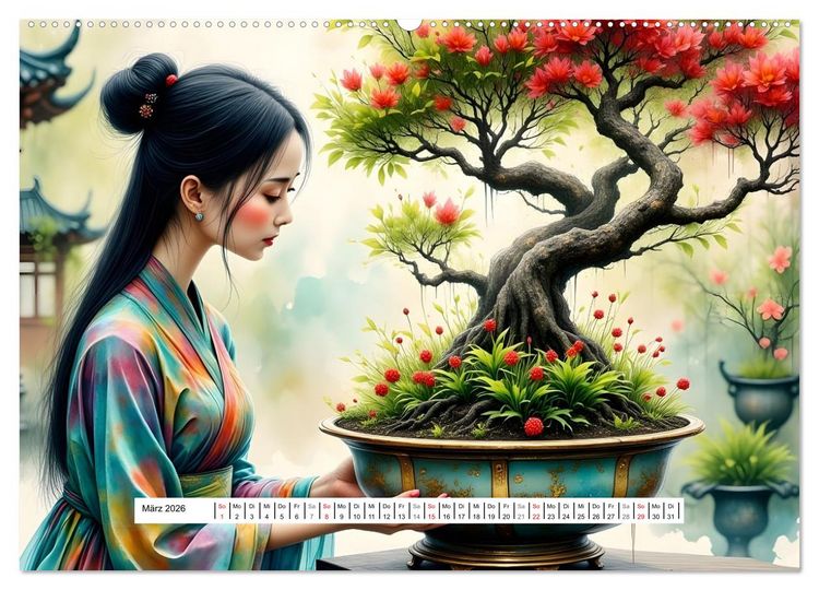 Produktbild: Poesie der Bonsais (hochwertiger Premium Wandkalender 2026 DIN A2 quer), Kunstdruck in Hochglanz