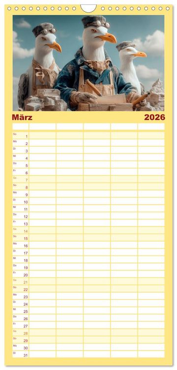 Produktbild: Familienplaner 2026 - M&ouml;wen on Tour mit 5 Spalten (Wandkalender, 21 x 45 cm) CALVENDO