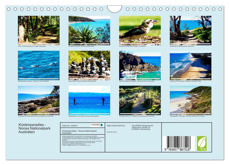 Produktbild: K&uuml;stenparadies - Noosa Nationalpark Australien (Wandkalender 2026 DIN A4 quer), CALVENDO Monatskalender