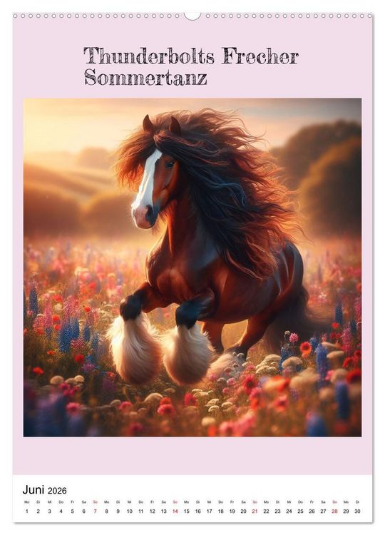 Produktbild: Tinker Ponys - Magische Momente, Gypsy Vanner f&uuml;r M&auml;dchen (Wandkalender 2026 DIN A2 hoch), CALVENDO Monatskalender