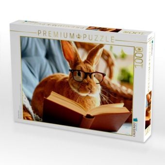 Produktbild: CALVENDO Puzzle Hase beim lesen | 1000 Teile Lege-Gr&ouml;&szlig;e 64x48cm Foto-Puzzle f&uuml;r gl&uuml;ckliche Stunden