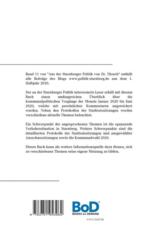 Produktbild: Aus der Starnberger Politik von Dr. Thosch