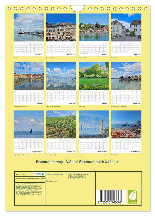 Produktbild: Bodenseeradweg - Auf dem Bodensee durch 3 L&auml;nder (Wandkalender 2026 DIN A4 hoch), CALVENDO Monatskalender