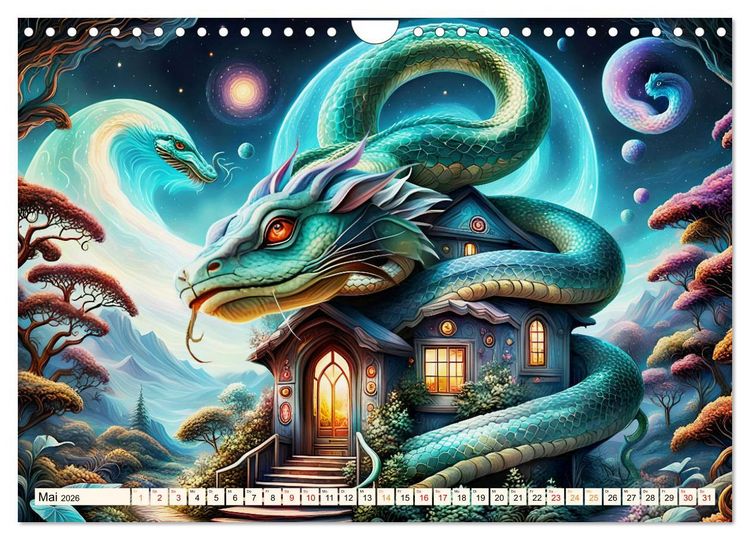 Produktbild: Drachenschlangen W&auml;chter (Wandkalender 2026 DIN A4 quer), CALVENDO Monatskalender