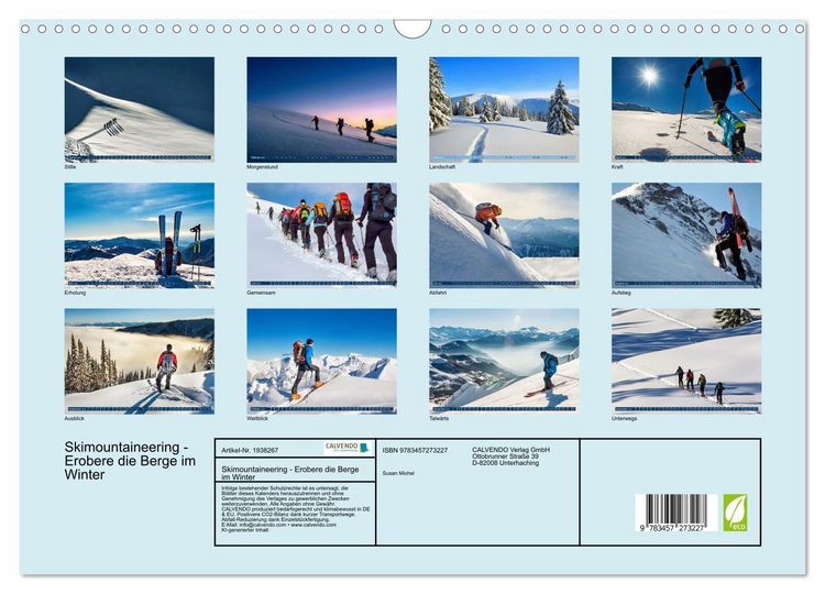 Produktbild: Skimountaineering - Erobere die Berge im Winter (Wandkalender 2026 DIN A3 quer), CALVENDO Monatskalender