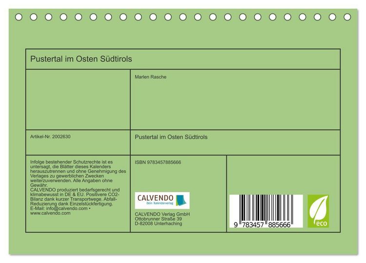 Produktbild: Pustertal im Osten S&uuml;dtirols (Tischkalender 2026 DIN A5 quer), CALVENDO Monatskalender