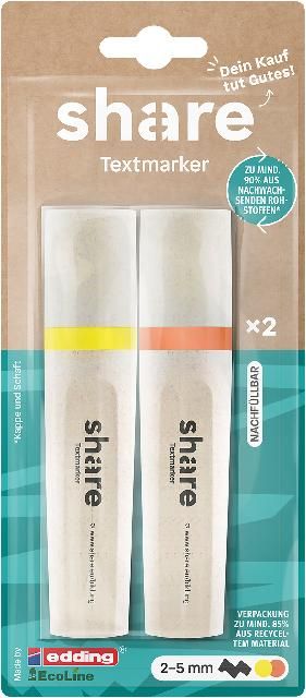 Produktbild: share Textmarker neongelb-neonorange 2er Set