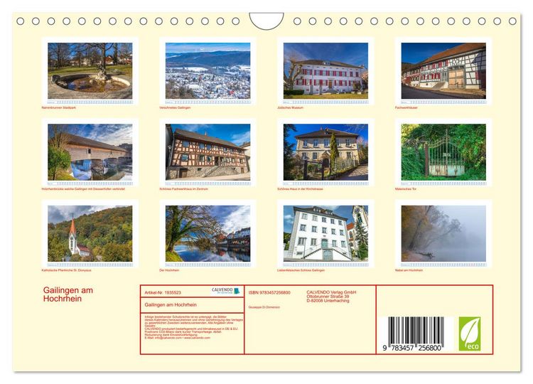 Produktbild: Gailingen am Hochrhein (Wandkalender 2026 DIN A4 quer), CALVENDO Monatskalender