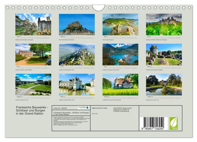 Produktbild: Frankeichs Bauwerke - Schl&ouml;ser und Burgen in der Grand Nation (Wandkalender 2026 DIN A4 quer), CALVENDO Monatskalender