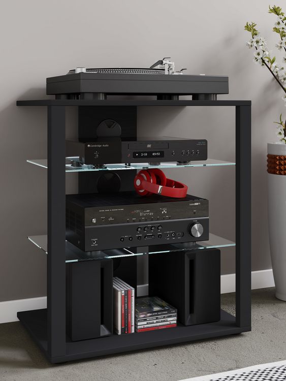 Produktbild: Hifi M&ouml;bel Rack Alu Glas Phono Mediaregal Folas