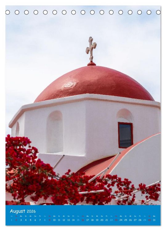 Produktbild: Griechenland - Die griechischen Inseln Mykonos und Santorini (Tischkalender 2026 DIN A5 hoch), CALVENDO Monatskalender