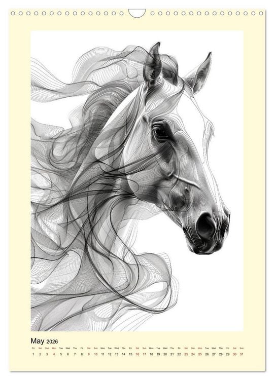 Produktbild: Sketchy Power Horses (Wall Calendar 2026 DIN A3 portrait), CALVENDO 12 Month Wall Calendar