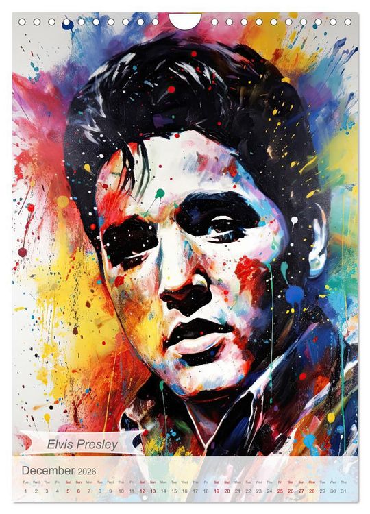 Produktbild: Music legends in magic art (Wall Calendar 2026 DIN A4 portrait), CALVENDO 12 Month Wall Calendar