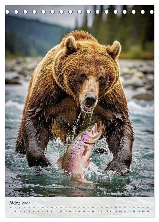 Produktbild: Grizzlyb&auml;ren und Lachse (Tischkalender 2027 DIN A5 hoch), CALVENDO Monatskalender