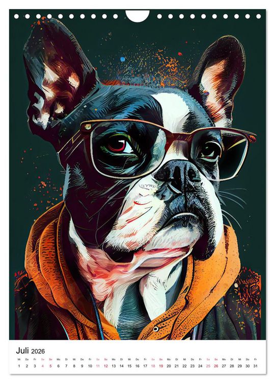 Produktbild: Hunde im Hipster Stil (Wandkalender 2026 DIN A4 hoch), CALVENDO Monatskalender