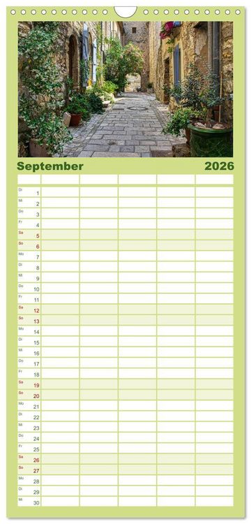 Produktbild: Familienplaner 2026 - Les Matelles - Mittelalterliches Kleinod mit 5 Spalten (Wandkalender, 21 x 45 cm) CALVENDO
