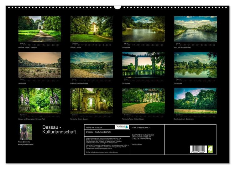 Produktbild: Dessau - Kulturlandschaft (Wandkalender 2026 DIN A2 quer), CALVENDO Monatskalender