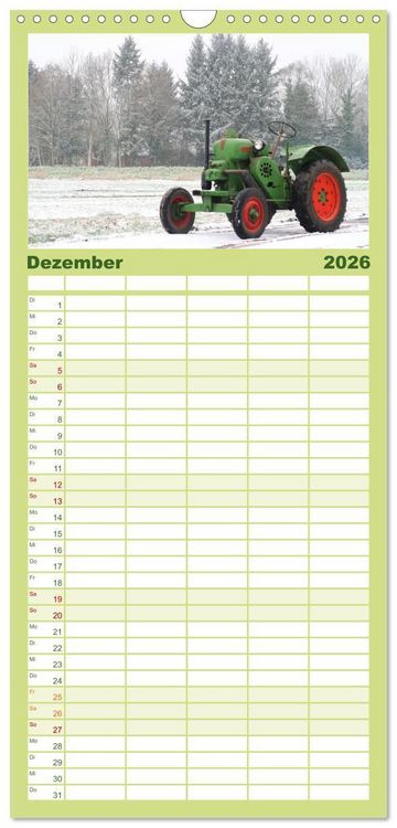 Produktbild: Familienplaner 2026 - Historische Traktoren 2026 mit 5 Spalten (Wandkalender, 21 x 45 cm) CALVENDO