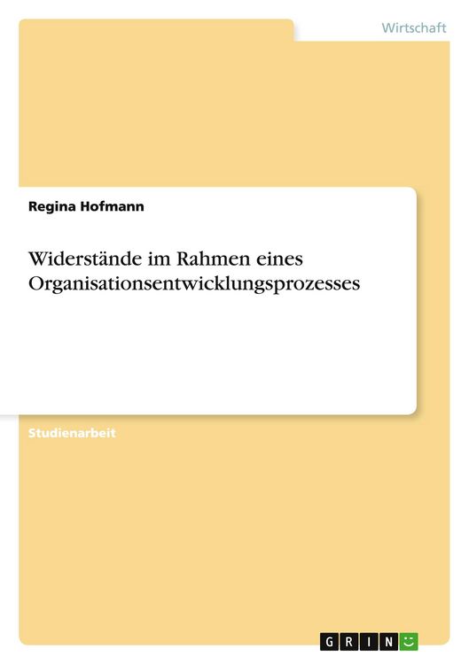 Produktbild: Widerst&auml;nde im Rahmen eines Organisationsentwicklungsprozesses