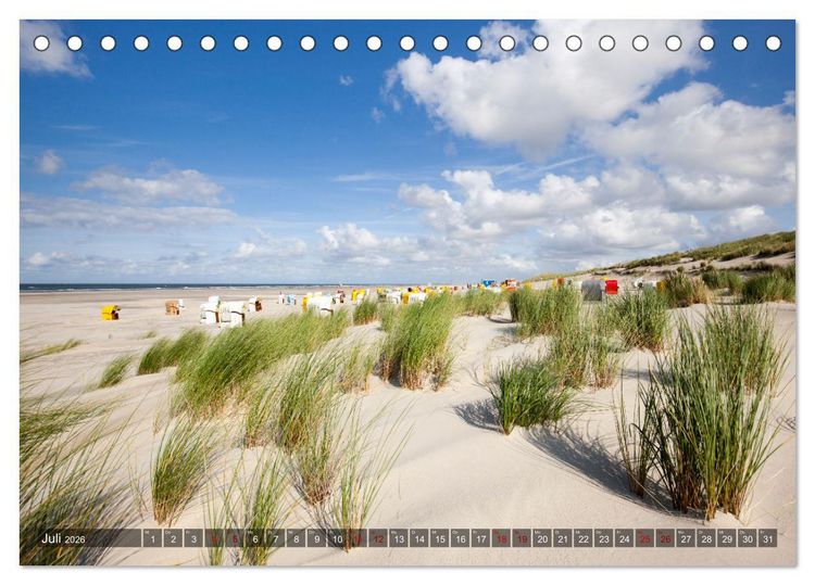 Produktbild: Ostfriesische Inseln - Borkum, Norderney, Juist, Baltrum, Langeoog, Spiekeroog, Wangerooge (Tischkalender 2026 DIN A5 quer), CALVENDO Monatskalender