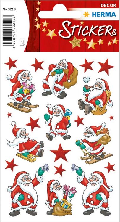Produktbild: Herma Weihnachtssticker, 210 x Weihnachten Sticker mit Weihnachtsmann Schneemann Sterne...