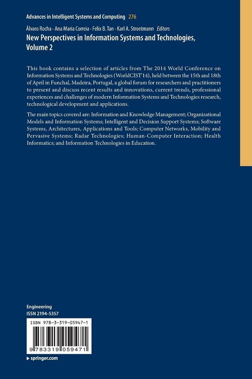 Produktbild: New Perspectives in Information Systems and Technologies, Volume 2