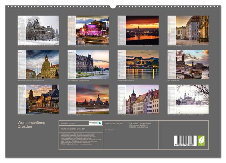 Produktbild: Wundersch&ouml;nes Dresden (hochwertiger Premium Wandkalender 2026 DIN A2 quer), Kunstdruck in Hochglanz
