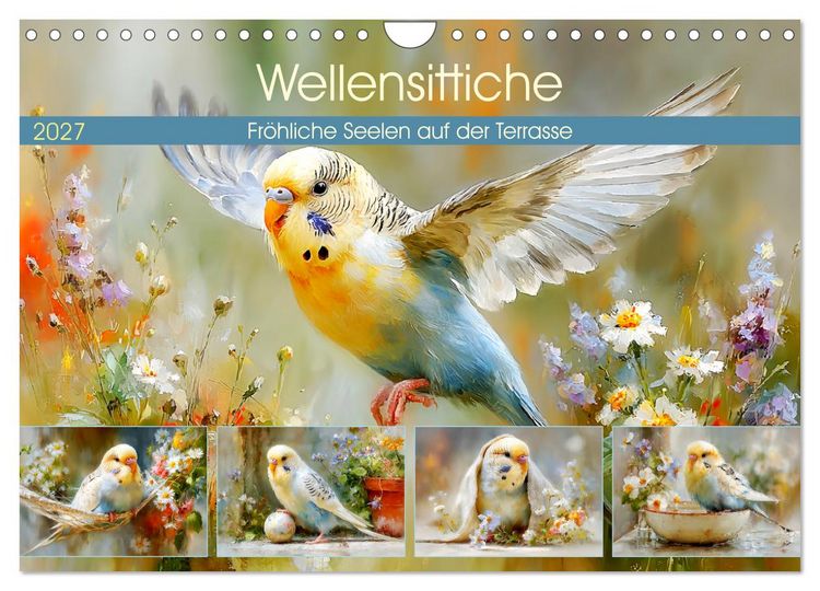 Produktbild: Wellensittiche. Fr&ouml;hliche Seelen auf der Terrasse (Wandkalender 2027 DIN A4 quer), CALVENDO Monatskalender