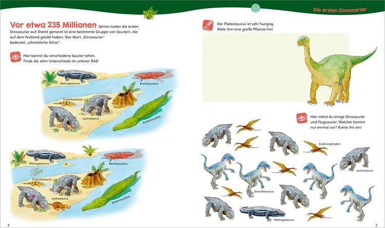 Produktbild: WAS IST WAS Junior Mitmach-Heft Dinosaurier und Tiere der Urzeit