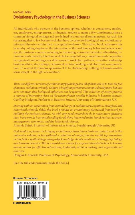 Produktbild: Evolutionary Psychology in the Business Sciences
