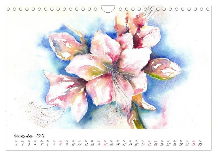 Produktbild: Blumen Bl&uuml;ten Aquarelle (Wandkalender 2026 DIN A4 quer), CALVENDO Monatskalender