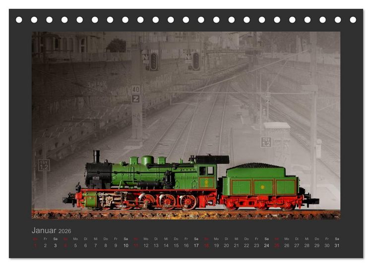 Produktbild: Dampflokomotiven in Spur N (Tischkalender 2026 DIN A5 quer), CALVENDO Monatskalender