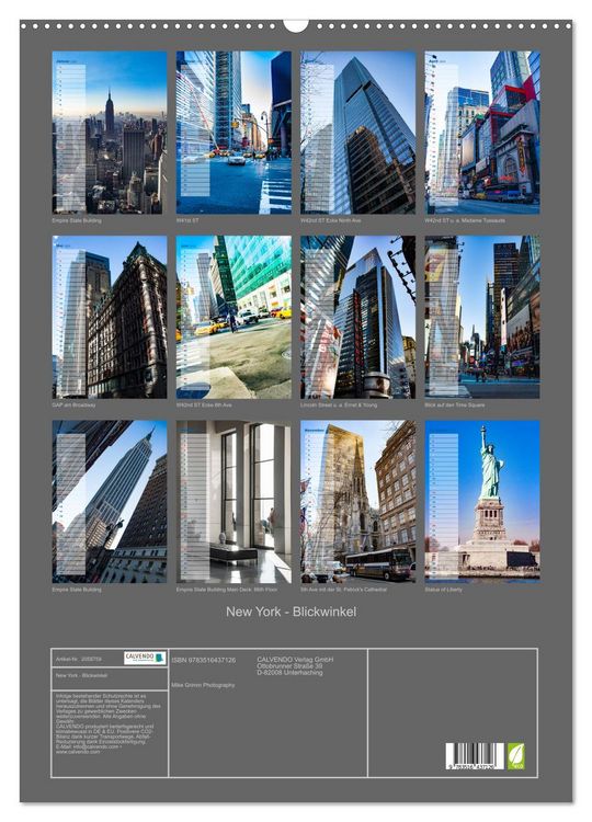 Produktbild: New York - Blickwinkel (Wandkalender 2026 DIN A2 hoch), CALVENDO Monatskalender