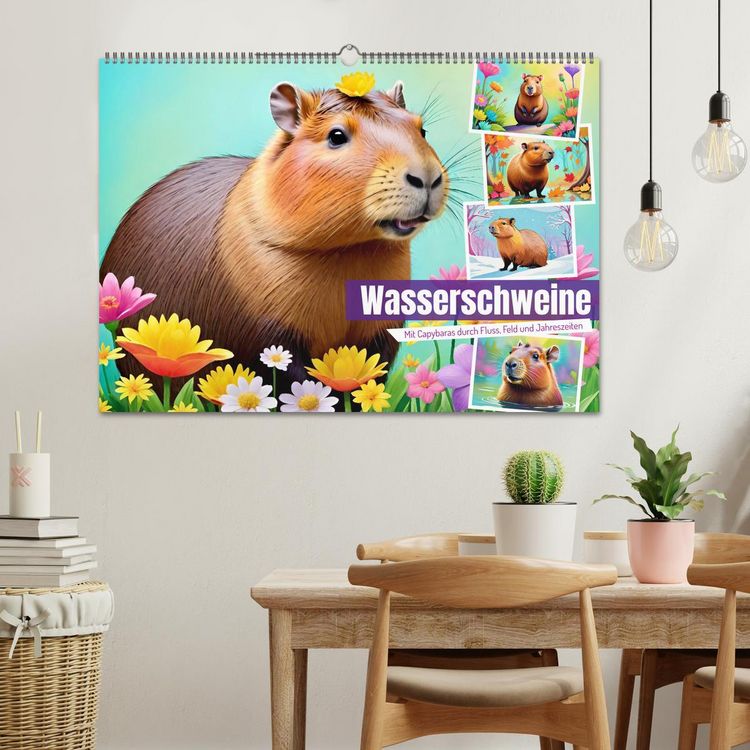 Produktbild: Wasserschweine. Mit Capybaras durch Fluss, Feld und Jahreszeiten (Wandkalender 2026 DIN A2 quer), CALVENDO Monatskalender